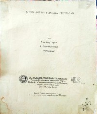 Mesin-Mesin Budidaya Pertanian